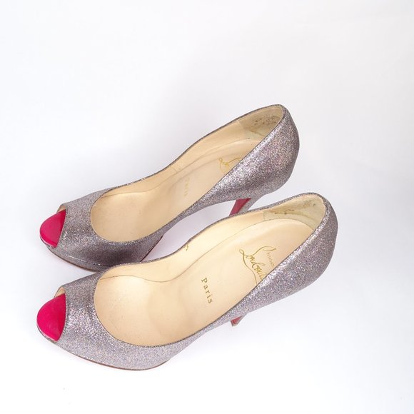 Chrisitian Louboutin Lady Peep 150 Glitter Pumps - Picture 4 of 15